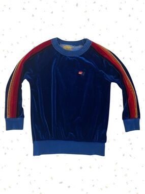 Aviator Nation Blue Velvet Classic 5 Stripe Sweatshirt Unisex Kids Top Size 6
